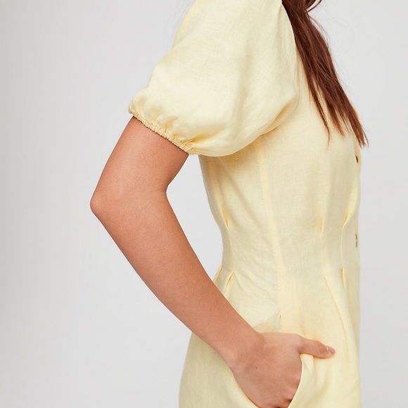 Aritzia Wilfred Caprice Yellow Linen Dress - Picture 2 of 6